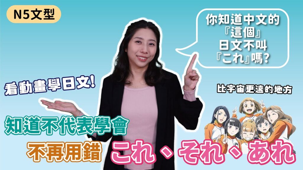 n5 第3 2課 指示代名詞(下集)これ、それ、あれ｜初學者最常犯的錯誤 – 搞混的これ跟それ｜不僅僅用在指示物品上, 跳脫教課書, 用動畫中的情境例句來了解日本人怎麼用これ、それ、あれ吧!｜n5文型